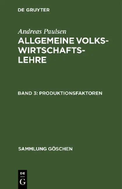 Buy Produktionsfaktoren (English, Andreas Paulsen) — BookShops.in
