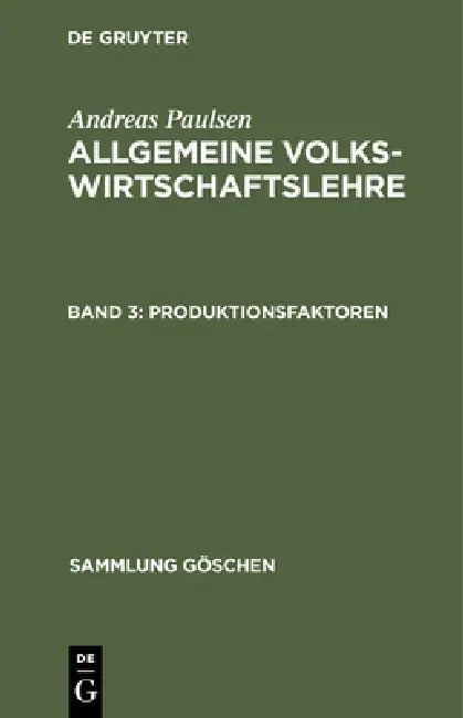 Buy Produktionsfaktoren (English, Andreas Paulsen) — BookShops.in