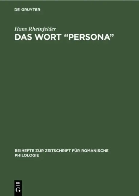 Buy Das Wort "Persona" (English, Hans Rheinfelder) โ BookShops.in