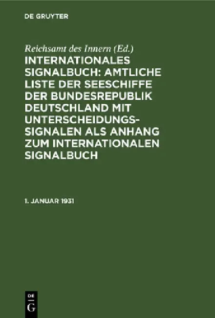 Buy 1. Januar 1931 (English, Reichsamt Des Innern) — BookShops.in