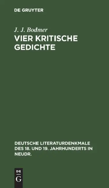 Buy Vier Kritische Gedichte (English, J. J. Bodmer) — BookShops.in
