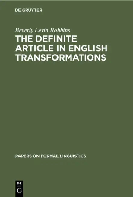 Buy The Definite Article in English Transformations (English, Beverly Levin Robbins) — BookShops.in