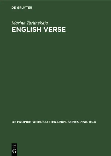 Buy English Verse (English, Marina Tarlinskaja) — BookShops.in