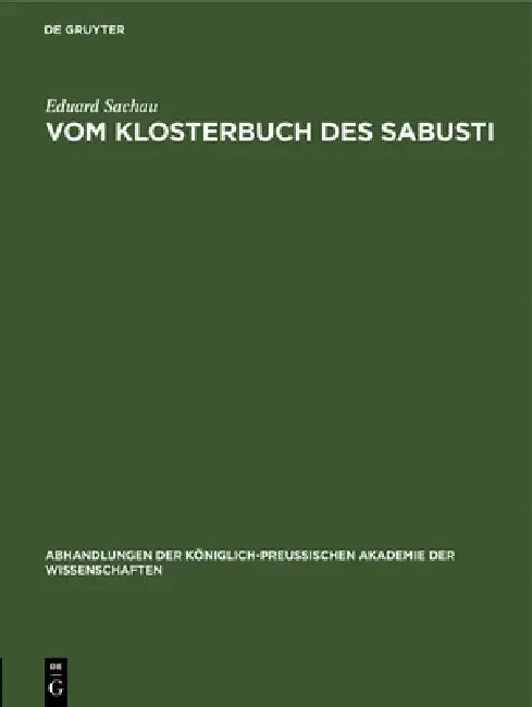 Buy Vom Klosterbuch Des Sabusti (English, Eduard Sachau) — BookShops.in