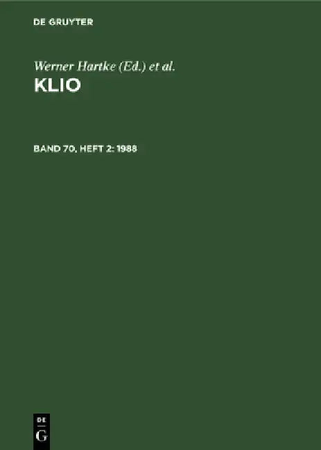 Buy 1988 (English, Zentralinstitut Für Alte Geschichte Und | Werner Hartke | Rigobert Günther) — BookShops.in