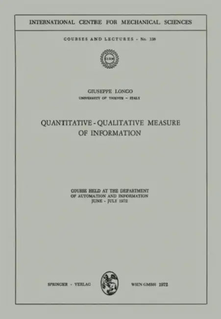 Buy Quantitative-Qualitative Measure of Information (English, Guiseppe Longo) β BookShops.in