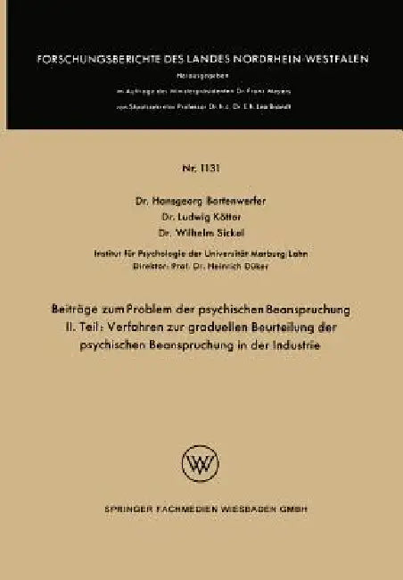 Buy Beiträge Zum Problem Der Psychischen Beanspruchung (English, Hansgeorg Bartenwerfer | Ludwig Kötter | Wilhelm Sickel) — BookShops.in
