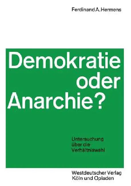 Buy Demokratie Oder Anarchie? (English, Ferdinand Aloys Hermens) — BookShops.in