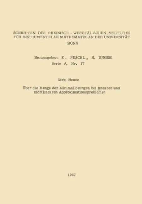 Buy Über die Menge der Minimallösungen bei linearen und nichtlinearen Approximationsproblemen (English, Dirk Henze) — BookShops.in