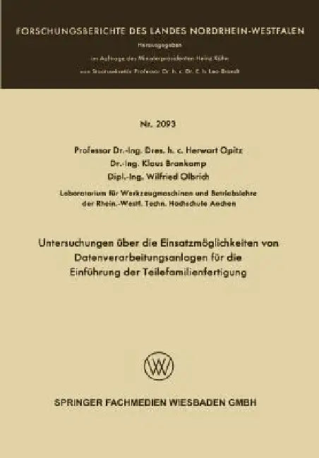 Buy Untersuchungen Über Die Einsatzmöglichkeiten Von Datenverarbeitungsanlagen Für Die Einführung Der Te (English, Herwart Opitz) — BookShops.in