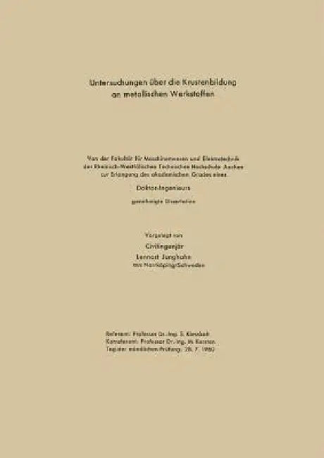 Buy Untersuchungen Über Die Krustenbildung an Metallischen Werkstoffen (English, Lennart Junghahn) — BookShops.in