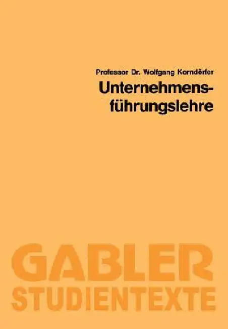 Buy Unternehmensführungslehre (English, Wolfgang Korndörfer) — BookShops.in