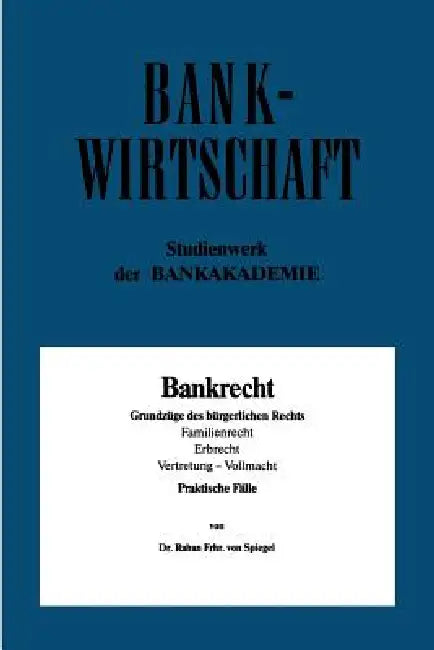 Buy Bankrecht (English, Raban Von Spiegel) — BookShops.in