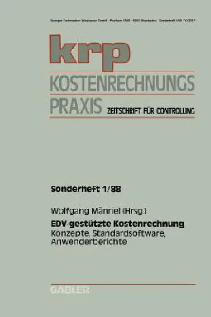 Buy Edv-Gestützte Kostenrechnung (English, Wolfgang Männel) — BookShops.in