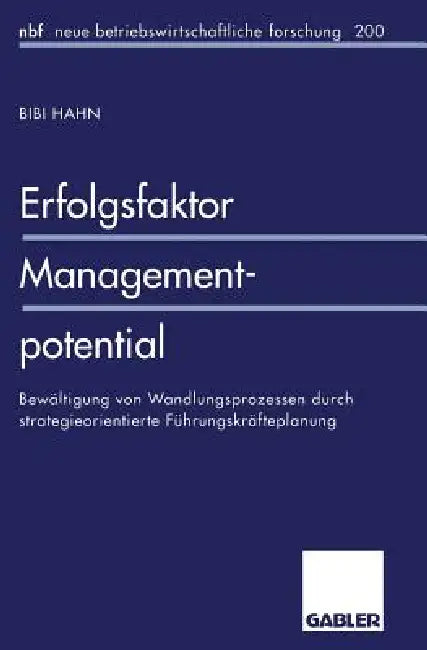 Buy Erfolgsfaktor Managementpotential (English, Bibi Hahn) — BookShops.in