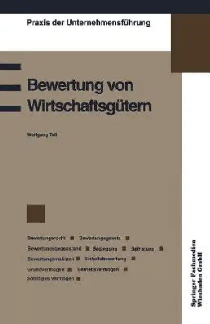 Buy Bewertung Von Wirtschaftsgütern (English, Wolfgang Teß) — BookShops.in