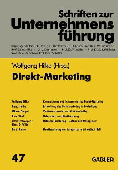 Buy Direkt-Marketing by Wolfgang Hilke: German-Language Hardcover on Direct Marketing & Competition Law (1993 Reprint) | Bookshops.in — BookShops.in