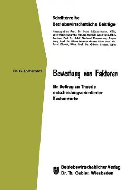 Buy Bewertung Von Faktoren (English, Gerhard Löcherbach) — BookShops.in