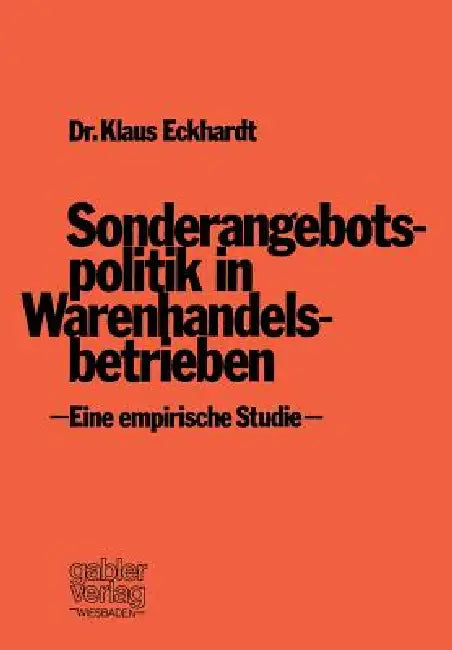 Buy Sonderangebotspolitik in Warenhandelsbetrieben (English, Klaus Eckhardt) — BookShops.in