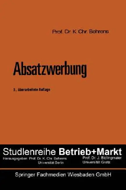 Buy Absatzwerbung (English, Karl Christian Behrens) — BookShops.in