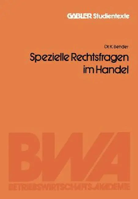 Buy Spezielle Rechtsfragen Im Handel (English, Kuno Bender) — BookShops.in