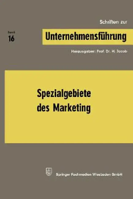 Buy Spezialgebiete Des Marketing (English, Prof Dr H. Jacob) — BookShops.in