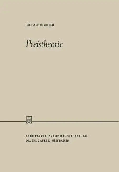 Buy Preistheorie (English, Rudolf Richter) — BookShops.in