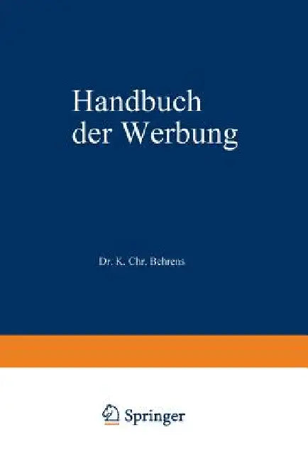 Buy Handbuch Der Werbung (English, Karl Christian Behrens) — BookShops.in