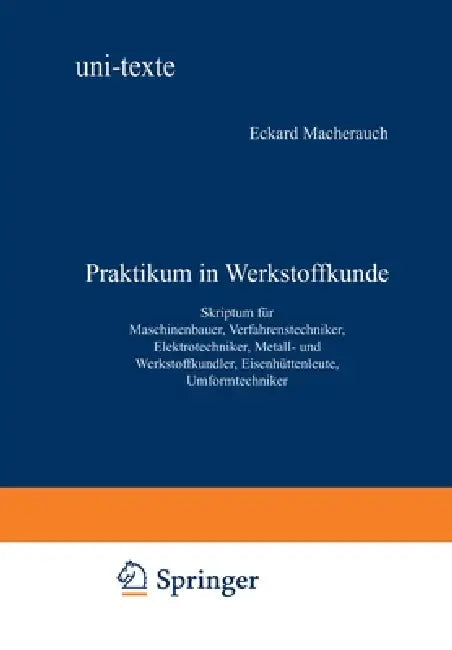 Buy Praktikum in Werkstoffkunde (English, Eckard Macherauch) — BookShops.in