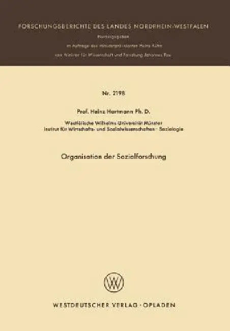 Buy Organisation Der Sozialforschung (English, Heinz Hartmann) — BookShops.in