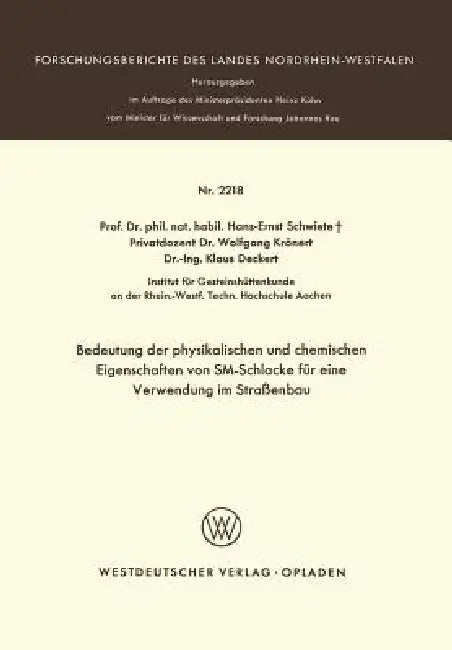 Buy Bedeutung Der Physikalischen Und Chemischen Eigenschaften Von Sm-Schlacke Für Eine Verwendung Im Str (English, Hans-Ernst Schwiete) — BookShops.in