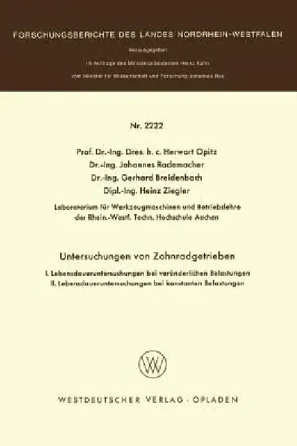 Buy Untersuchungen an Zahnradgetrieben (English, Herwart Opitz) — BookShops.in