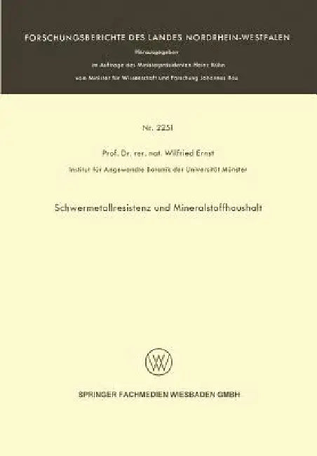Buy Schwermetallresistenz Und Mineralstoffhaushalt (English, Wilfried Ernst) — BookShops.in