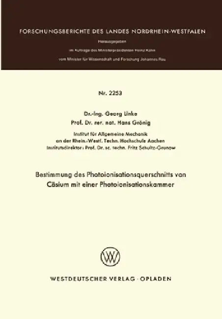 Buy Bestimmung des Photoionisationsquerschnitts von Cäsium mit einer Photoionisationskammer (English, Georg Linke) — BookShops.in