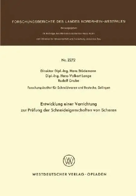 Buy Entwicklung Einer Vorrichtung Zur Prüfung Der Schneideigenschaften Von Scheren (English, Hans Stüdemann) — BookShops.in