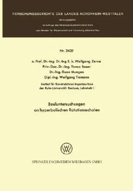 Buy Beuluntersuchungen an Hyperbolischen Rotationsschalen (English, Wolfgang Zerna) — BookShops.in