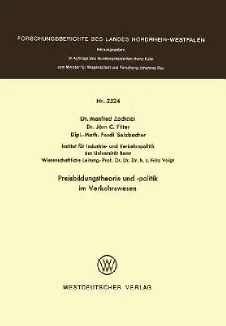 Buy Preisbildungstheorie Und -Politik Im Verkehrswesen (English, Manfred Zachcial) — BookShops.in