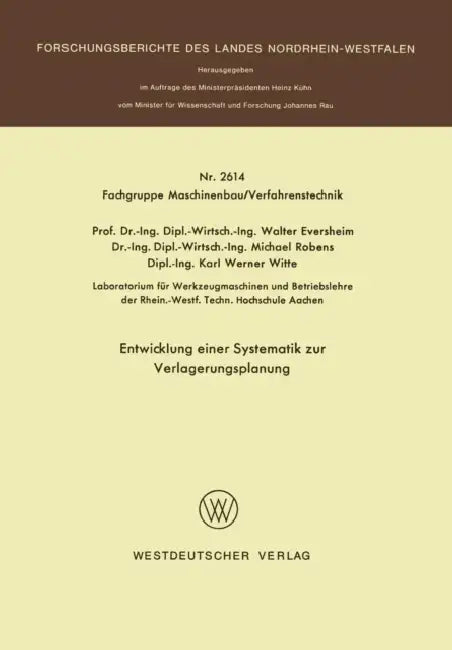 Buy Entwicklung Einer Systematik Zur Verlagerungsplanung (English, Walter Eversheim) — BookShops.in