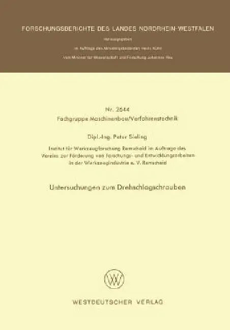 Buy Untersuchungen Zum Drehschlagschrauben (English, Peter Sieling) — BookShops.in