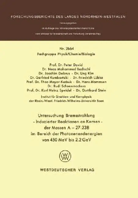 Buy Untersuchung Bremsstrahlung -- Induzierter Reaktionen an Kernen Der Massen a = 27-238 Im Bereich Der (English, Peter David) — BookShops.in
