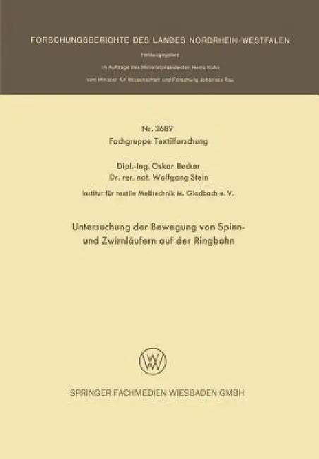 Buy Untersuchung Der Bewegung Von Spinn- Und Zwirnläufern Auf Der Ringbahn (English, Oskar Becker) — BookShops.in