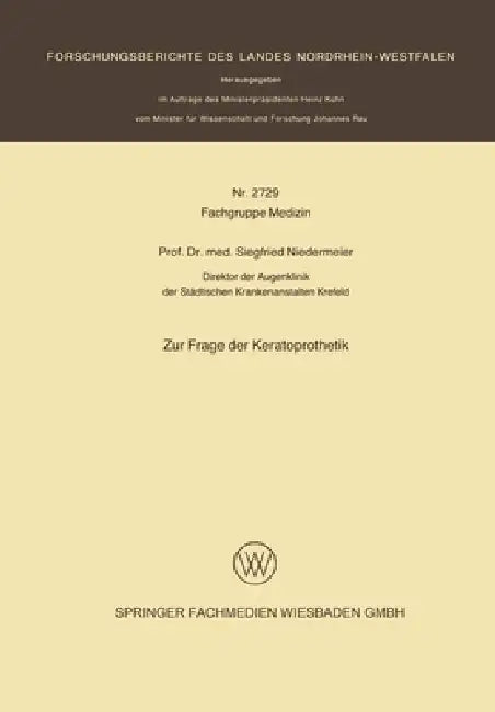 Buy Zur Frage der Keratoprothetik (English, Siegfried Niedermeier) — BookShops.in