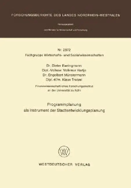 Buy Programmplanung ALS Instrument Der Stadtentwicklungsplanung (English, Dieter Ewringmann) — BookShops.in