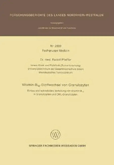 Buy Vitamin-B12-Stoffwechsel Von Granulozyten (English, Rudolf Pfeiffer) — BookShops.in