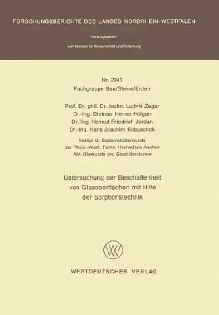 Buy Untersuchung Der Beschaffenheit Von Glasoberflächen Mit Hilfe Der Sorptionstechnik (English, Ludvik Zagar) — BookShops.in