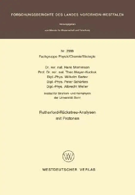 Buy Rutherford-Rückstreu-Analysen Mit Protonen (English, Hans Mommsen) — BookShops.in