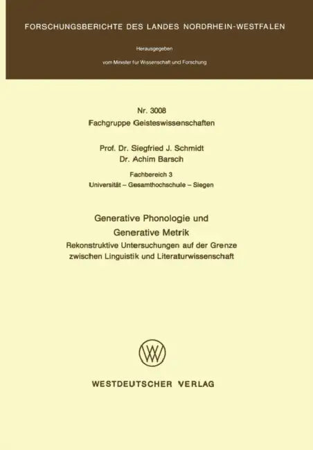 Buy Generative Phonologie Und Generative Metrik (English, Siegfried J. Schmidt) — BookShops.in