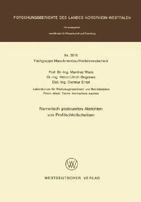 Buy Numerisch Gesteuertes Abrichten Von Profilschleifscheiben (English, Manfred Weck) — BookShops.in