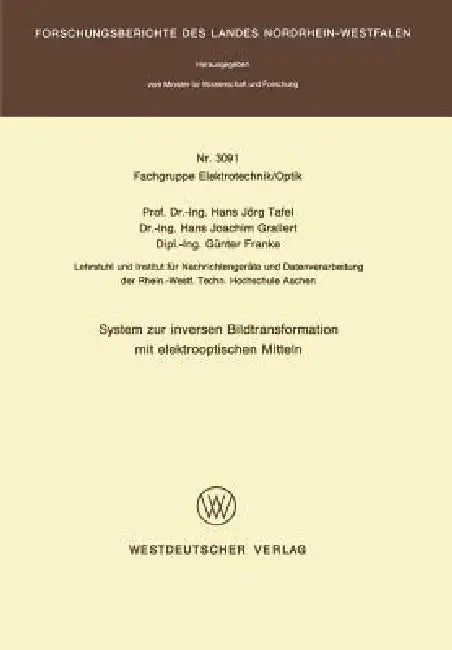 Buy System Zur Inversen Bildtransformation Mit Elektrooptischen Mitteln (English, Hans Jörg Tafel) — BookShops.in