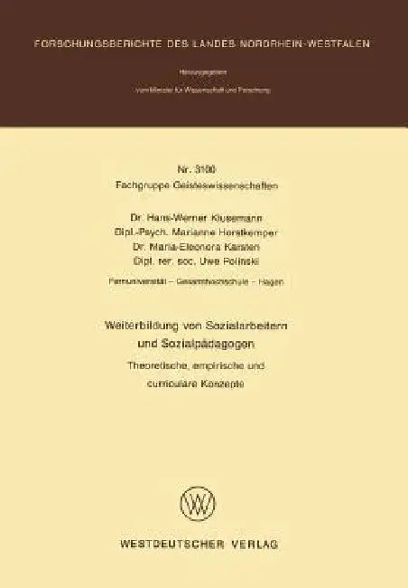 Buy Weiterbildung Von Sozialarbeitern Und Sozialpädagogen (English, Hans-Werner Klusemann) — BookShops.in